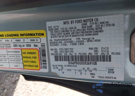 2014 Ford Fusion Hybrid S z USA, uszkodzony, nr VIN 3FA6P0UUXER369108